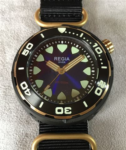 Regia Diver 2018 - NEW Blue sunburst dial (Gold) (free shipping)